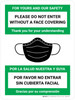 For Yours and Our Safety Please Do Not Enter Without a Face Covering Spanish Bilingual Wall Sign