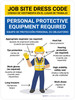 Job Site Dress Code Personal Protection Required Spanish Bilingual Wall Sign Job Site Dress Code Personal Protection Required Spanish Bilingual Wall Sign