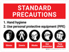 Standard Precautions: Hand Hygiene/Use PPE with Icons Wall Sign Standard Precautions: Hand Hygiene/Use PPE with Icons Wall Sign