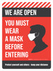 We Are Open: You Must Wear A Mask (Red) Wall Sign