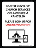 Due To Covid-19 Church Services Are Currently Canceled - Please Join Us For Online Worship Portrait - Wall Sign