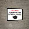 Face Masks Required Before Entering Mosque Landscape - Wall Sign Face Masks Required Before Entering Mosque Landscape - Wall Sign