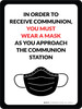You Must Wear A Mask As You Approach The Communion Station Portrait - Wall Sign You Must Wear A Mask As You Approach The Communion Station Portrait - Wall Sign