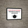 Mask Or Face Covering Required In Order To Join Service Landscape - Wall Sign