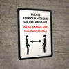 Please Keep Our Mosque Sacred And Safe - Wear A Mask And Social Distance Portrait - Wall Sign