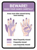 Beware! Wash Your Hands Carefully Portrait - Wall Sign