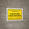 Thank You For Practicing Social Distancing With Us Yellow Landscape - Wall Sign