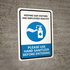 Keeping Our Visitors And Employees Healthy - Please Use Hand Sanitizer Portrait - Wall Sign