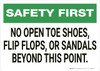 Safety First: No Open Toe Shoes - Wall Sign Safety First: No Open Toe Shoes - Wall Sign