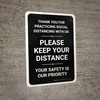 Thank You For Practicing Social Distancing With Us Black Portrait - Wall Sign