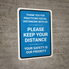 Thank You For Practicing Social Distancing With Us Blue Portrait - Wall Sign