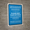 Thank You For Practicing Social Distancing With Us Blue Bilingual Spanish Portrait - Wall Sign