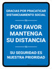 Thank You For Practicing Social Distancing With Us Blue Spanish Portrait - Wall Sign Thank You For Practicing Social Distancing With Us Blue Spanish Portrait - Wall Sign