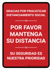 Thank You For Practicing Social Distancing With Us Red Spanish Portrait - Wall Sign Thank You For Practicing Social Distancing With Us Red Spanish Portrait - Wall Sign