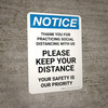 Notice: Thank You For Practicing Social Distancing With Us Portrait - Wall Sign
