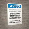 Notice: Thank You For Practicing Social Distancing With Us Spanish Portrait - Wall Sign