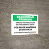 Safety First: Thank You For Practicing Social Distancing With Us Spanish Landscape - Wall Sign Safety First: Thank You For Practicing Social Distancing With Us Spanish Landscape - Wall Sign