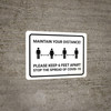 Maintain Your Distance - Please Keep 6Ft Apart Landscape - Wall Sign