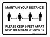 Maintain Your Distance - Please Keep 6Ft Apart Landscape - Wall Sign