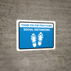 Thank You For Social Distancing with Foodprint Icon Landscape - Wall Sign