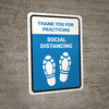 Thank You For Social Distancing with Footprint Icon Portrait - Wall Sign