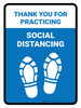 Thank You For Social Distancing with Footprint Icon Portrait - Wall Sign