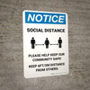 Notice: Social Distance Please Help Keep Our Community Safe Portrait - Wall Sign