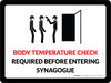 Body Temperature Check Required Before Entering Synagogue with Icon Landscape - Wall Sign
