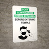 Body Temperature Check Required Before Entering Temple with Icon Portrait V2 - Wall Sign