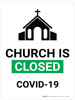 Church is Closed Covid-19 Wall Sign with Icon Portrait V2- Wall Sign