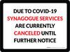 Due to Covid-19 Synagogue Services are Currently Canceled Until Further Notice Landscape - Wall Sign Due to Covid-19 Synagogue Services are Currently Canceled Until Further Notice Landscape - Wall Sign