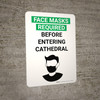 Face Masks Required Before Entering Cathedral with Icon Portrait V2 - Wall Sign