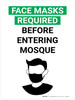 Face Masks Required Before Entering Mosque with Icon Portrait V2 - Wall Sign
