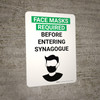 Face Masks Required Before Entering Synagogue with Icon Portrait V2 - Wall Sign