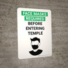 Face Masks Required Before Entering Temple with Icon Portrait V2 - Wall Sign
