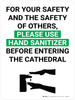 Please Use Hand Sanitizer Before Entering the Cathedral with Icon Portrait V2 - Wall Sign