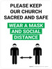 Please Keep Our Church Sacred and Safe Wear a Mask and Social Distance with Icon Portrait V2 - Wall Sign