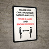 Please Keep Our Synagogue Sacred and Safe Wear a Mask and Social Distance with Icon Portrait V2 - Wall Sign Please Keep Our Synagogue Sacred and Safe Wear a Mask and Social Distance with Icon Portrait V2 - Wall Sign