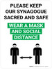 Please Keep Our Synagogue Sacred and Safe Wear a Mask and Social Distance with Icon Portrait - Wall Sign Please Keep Our Synagogue Sacred and Safe Wear a Mask and Social Distance with Icon Portrait - Wall Sign