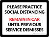 Please Practice Social Distancing Remain In Car Until Previous Service Dismisses Landscape V2 - Wall Sign