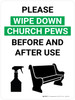 Please Wipe Down Church Pews Before and After Use with Icon Portrait V2 - Wall Sign Please Wipe Down Church Pews Before and After Use with Icon Portrait V2 - Wall Sign