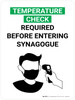Temperature Check Required Before Entering Synagogue with Icon Portrait V2 - Wall Sign