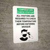 Temperature Check Station All Visitors Are Requird to Check Their Temperature Before Entering the Mosque with Icon Portrait V2 - Wall Sign