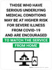 Those Who Have Serious Underlying Medical Conditions May Be At Higher Risk Watch Service From Home with Icon Portrait V2 - Wall Sign