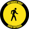 Entrance Only Bilingual Spanish with Icon Black Border Circular - Floor Sign