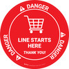 Danger Line Starts Here Thank you with Shopping Cart OSHA Circular - Floor Sign Danger Line Starts Here Thank you with Shopping Cart OSHA Circular - Floor Sign