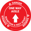 Danger One Way Aisle Maintain 6 Feet Apart with Arrow OSHA Circular - Floor Sign Danger One Way Aisle Maintain 6 Feet Apart with Arrow OSHA Circular - Floor Sign