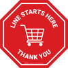 Line Starts Here Thank you with Shopping Cart Stop - Floor Sign