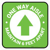 One Way Aisle Maintain 6 Feet Apart with Arrow Green Square - Floor Sign