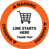 Warning Line Starts Here Thank you with Shopping Cart Circular - Floor Sign Warning Line Starts Here Thank you with Shopping Cart Circular - Floor Sign